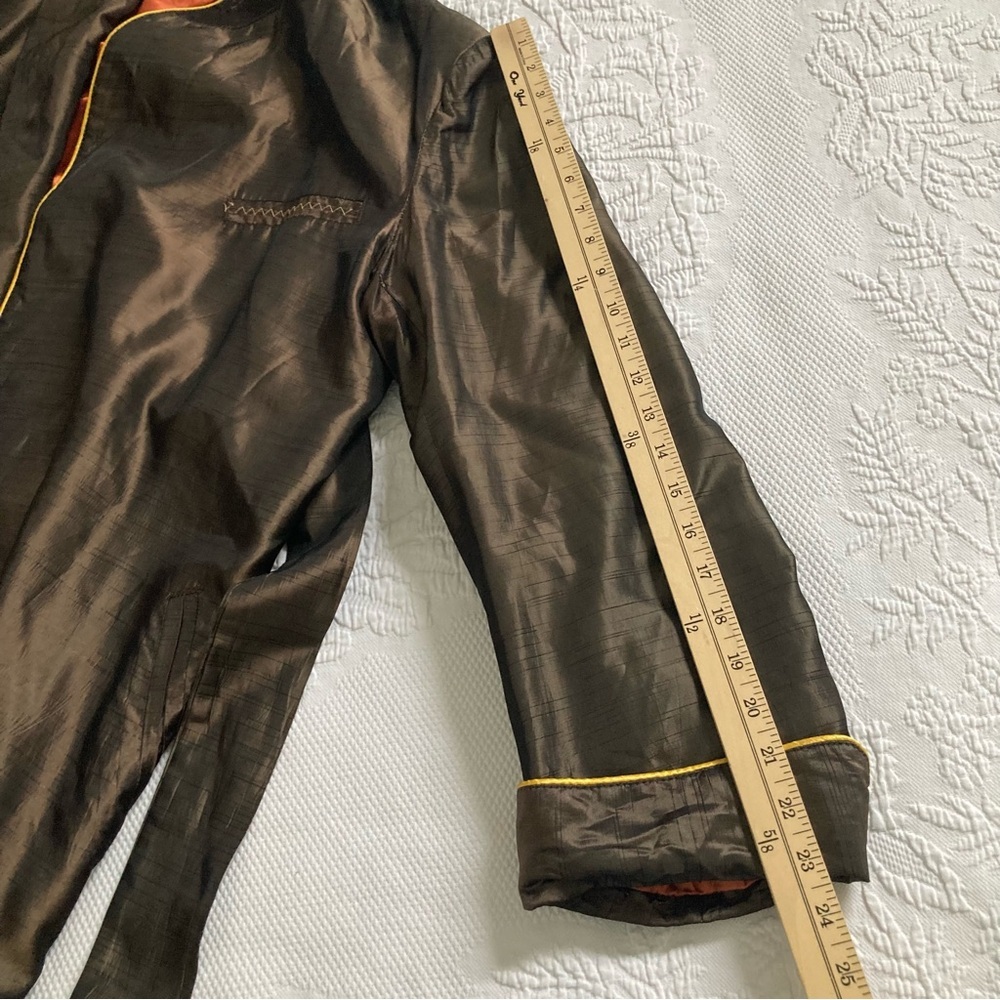 Vintage 1940s men’s dressing smoking gown robe rayon atomic belt old Hollywood - Picture 12 of 16